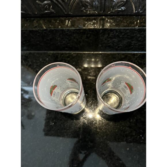 Libbey Teddy Bear Christmas Sweater Tumblers Glasses Set of 2 Vintage 90s - Picture 3 of 5